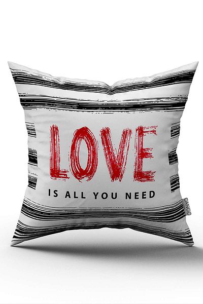 Cango Home Double Sided Red Black Love Written Digital Printing Throw Pillow Pillow Cover - Cgh421-ct