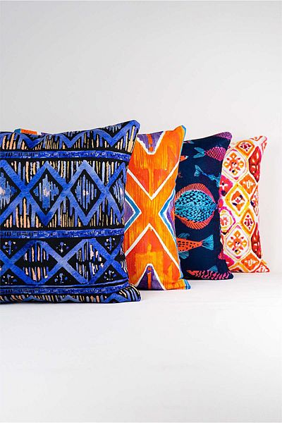 Cango Home Double Sided Orange Abstract Decorative Patterned 4-Piece Digital Printed Throw Pillow Cover Set 4kmbs063-ct