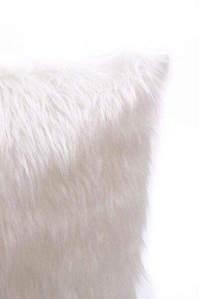 Cango Home Pillow Dirty Cover - Long Fluffy Plush - White Color