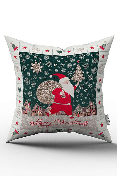 Cango Home Red Green Christmas Themed Digital Printed Throw Pillow Cover Cgh804