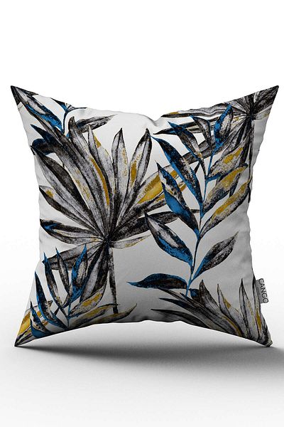 Cango Home White Black Leaf Patterned Digital Printed Throw Pillow Cover - Otyk729