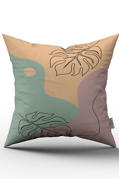 Cango Home Carcasă decorativă cu model de frunze abstracte, galben verde, Cgh288