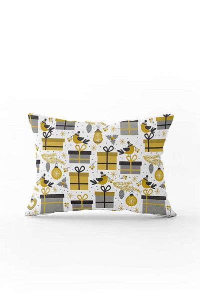Cango Home Yellow Gray Christmas Themed Digital Printed Throw Pillow Cover Cgh841-3550 Double Sided Printed