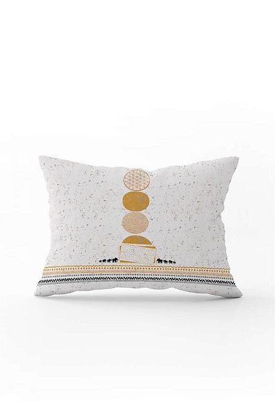Cango Home Yellow Cream Bohemian Style Elephant Patterned Digital Printed Throw Pillow Cover Cgh938-3550 Double Sided Printed