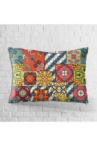 Cango Home Față de pernă cu două fețe, 35x50, galbenă, multicoloră, retro, cu model vintage, imprimată digitală - Otyk030-35