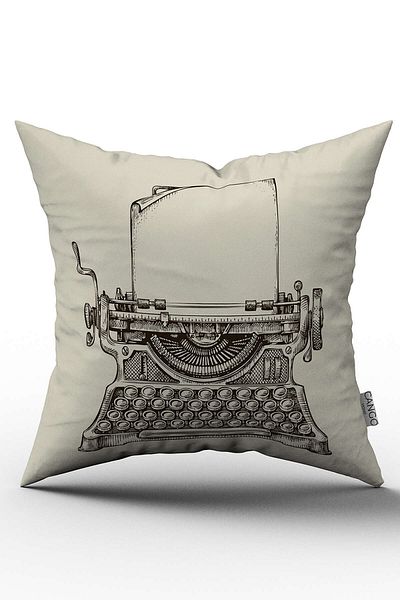 Cango Home Husă de pernă cu două fețe, maro, vintage, retro, imprimată digitală, pentru mașină de scris - Otyk704-ct