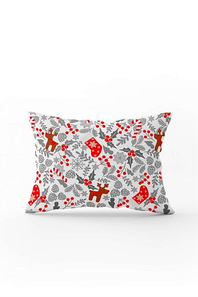 Cango Home Red Gray Christmas Themed Digital Printed Throw Pillow Cover Cgh918-3550 Double Sided Printed