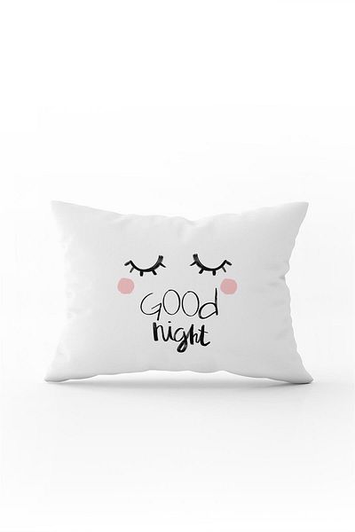 Cango Home Husă de pernă albă neagră Goog Night Written decorativă cu imprimare digitală - Cgh473-3550 față-verso