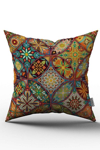 Cango Home Husă de pernă portocalie, multicoloră, retro, vintage, imprimată digitală - Otyk291
