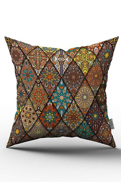 Cango Home Husă de pernă maro cu model etnic retro cu design special - Otyk003