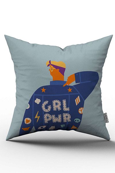 Cango Home Față de pernă cu două fețe, albastru portocaliu, cu figuri moderne - Cgh170-ct