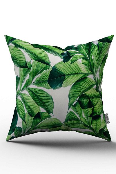 Cango Home Green and White Flower Pattern Digital Printed Throw Pillow Cover - Yst04