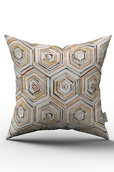 Cango Home Двосторонній біло-помаранчевий чохол для подушки з сучасним геомет...