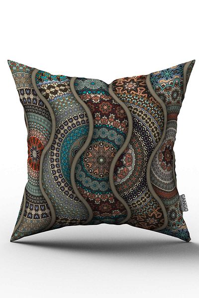 Cango Home Față de pernă cu două fețe, albastră, multicoloră, cu model retro vintage, imprimată digitală - Otyk285-ct