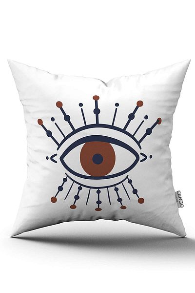 Cango Home Brown Navy Blue Ethnic Bohemian Patterned Digital Printed Throw Pillow Cover Cgh787
