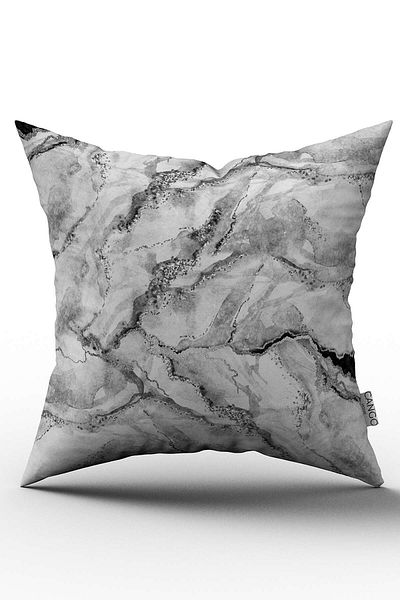 Cango Home Husă de pernă cu imprimare digitală cu model de marmură abstractă decorativă albă neagră - Ylms96