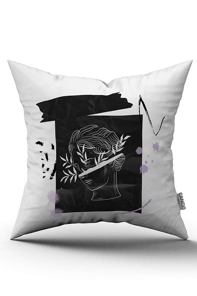 Cango Home Alb Negru Modern Sculpture Figure Digital Printed Arunca Husa de Perna Cgh548