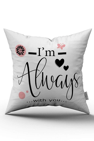Cango Home White Pink I'M Always with You Written Digital Printing Throw Pillow Pillow Case - Cgh424