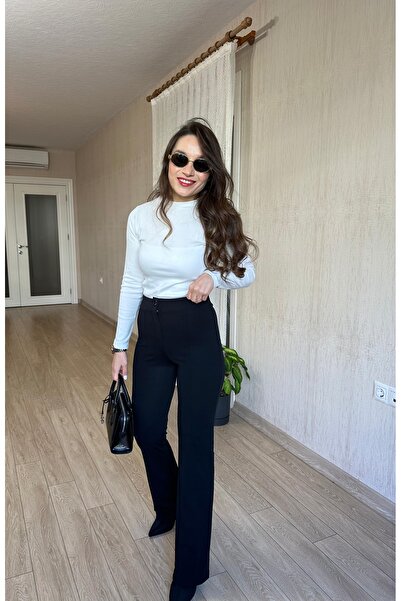 Club Floral Fashıon PANTALONI DE Iarbă ȚESATĂ CREP SUPLE - MUTRIȚĂ COMPLETĂ CU TALIE ÎNALTĂ