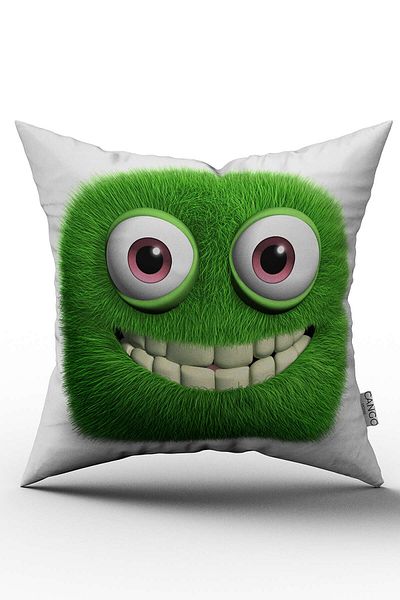 Cango Home Față de pernă pentru copii cu imprimare digitală Green Smile - Chcck09