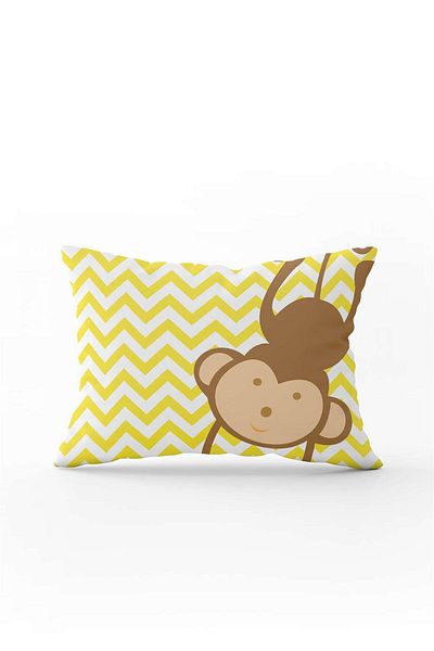 Cango Home Yellow Gray Monkey Figured Digital Printed Children's Throw Pillow Cover Cgh783-3550 Double Sided Printed