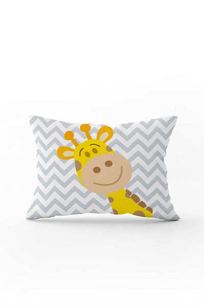 Cango Home Yellow Gray Giraffe Figured Digital Printed Children's Pillow Cover Cgh784-3550 Double Sided Printed