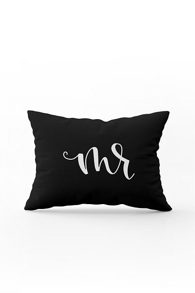 Cango Home Față de pernă cu două fețe 35x50 alb-negru Mr. Față de pernă pentru bărbați cu imprimare digitală - Negru - Cgh318-3550