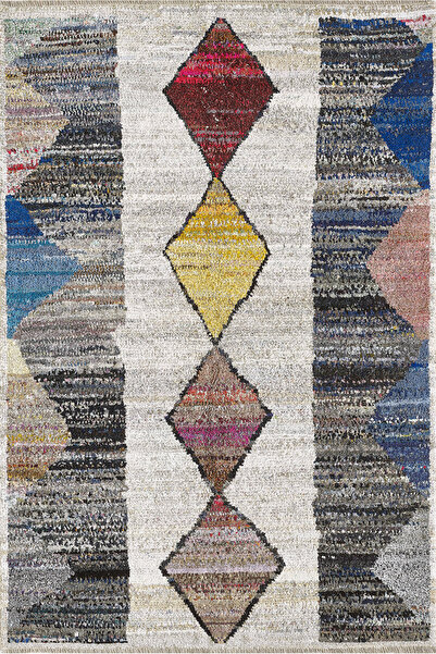 Empera Antik Halı - Recycle Etnik Desenli El Dokuması Salon Halısı E0014