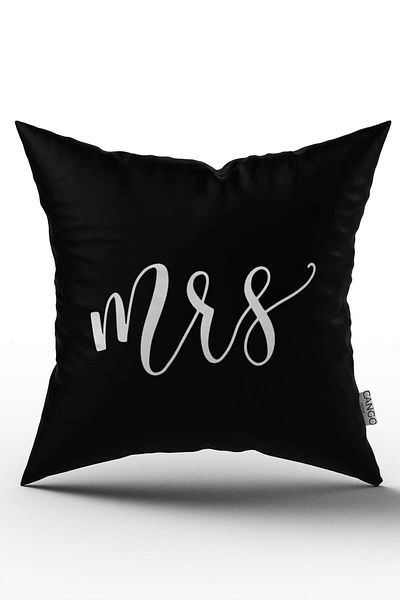Cango Home Black and White Mrs. Women's Digital Printed Throw Pillow Pillow Case - Black - Cgh320