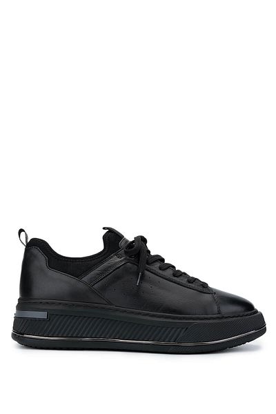 Tamer Tanca Men's Genuine Leather Black Analin Sneakers & Sports Shoes