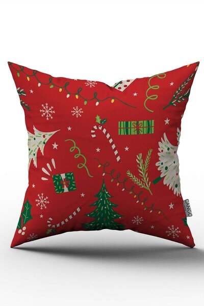 Cango Home Față de pernă cu temă de Crăciun, roșu, verde, imprimată digitală ...