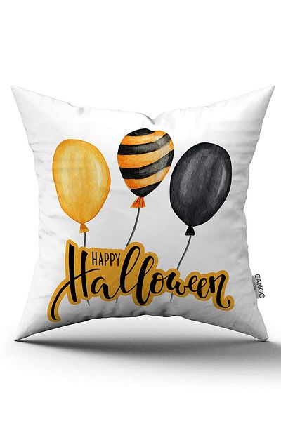 Cango Home Orange Halloween Pumpkin Patterned Digital Printed Throw Pillow Cover Cgh745