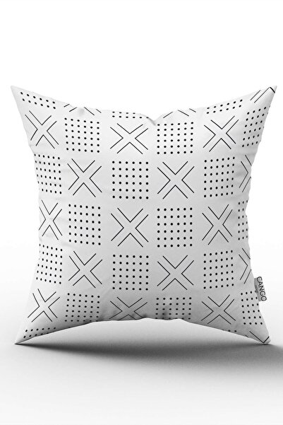 Cango Home Біло-чорний геометричний цифровий принт на чохлі для подушки - - C...