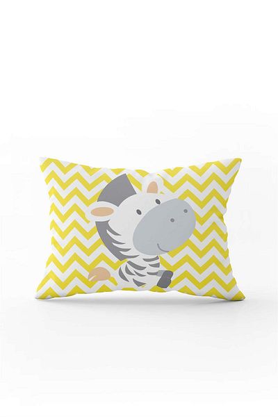 Cango Home Yellow Gray Zebra Figured Digital Printed Children's Throw Pillow Cover Cgh782-3550 Double Sided Printed