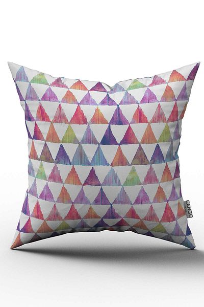 Cango Home White Multicolor Geometric Patterned Throw Pillow Pillow Case - Cgh258