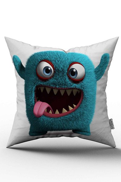 Cango Home Μπλε χαριτωμένο Monster Digital Printed Παιδική Μαξιλαροθήκη Ριχτάρι - Chcck16