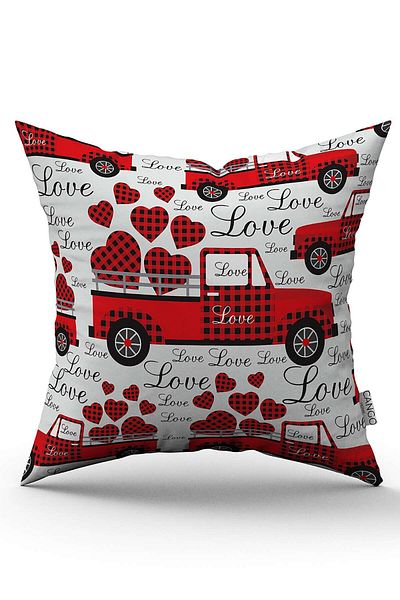 Cango Home Red White Plaid Valentine's Day Themed Digital Printed Throw Pillow Cover Cgh1018