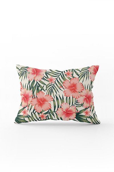 Cango Home Double Sided 35x50 Orange Green Tropical Flower Patterned Throw Pillow Pillow Case - Cgh018-3550