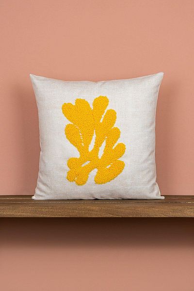 Cango Home Yellow Coral Marine Pattern Punch Throw Pillow Pn-Cgh1360