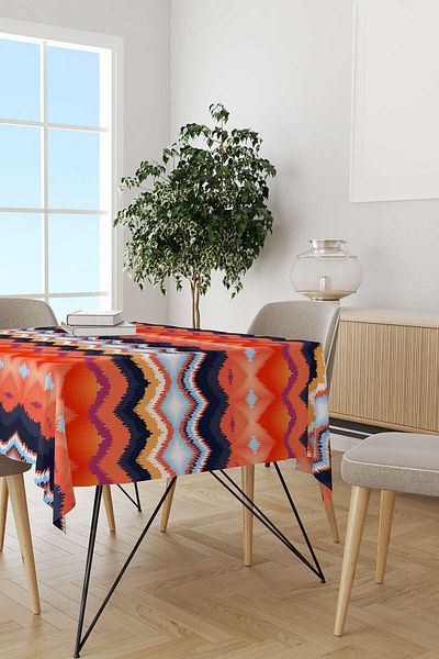 Cango Home Orange Multicolor Bohemian Ethnic Digital Printed Tablecloth Cgh502-ms