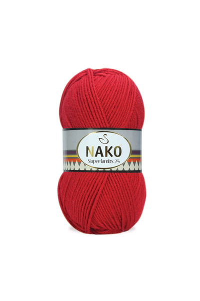 NAKO Superlambs 25 Yünlü El Örgü Ipi Renk Kodu: 1203 Kırmızı