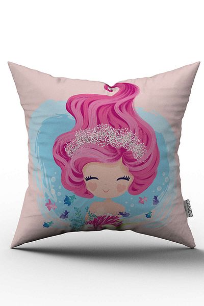 Cango Home Double Sided Pink Blue Mermaid Figured Children's Throw Pillow Pillow Case - Cgh142-ct