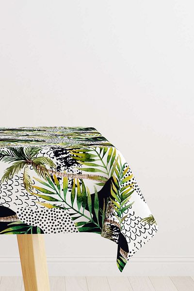 Cango Home Hanorac de birou cu model frunze tropicale alb verde Cgh026-ms