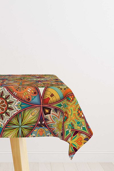 Cango Home Orange Multi-Colored Retro Vintage Patterned Digital Printed Desk Top Otyk291-ms
