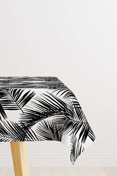 Cango Home Alb Negru Frunze Tropicale Model Masă Cgh027-ms