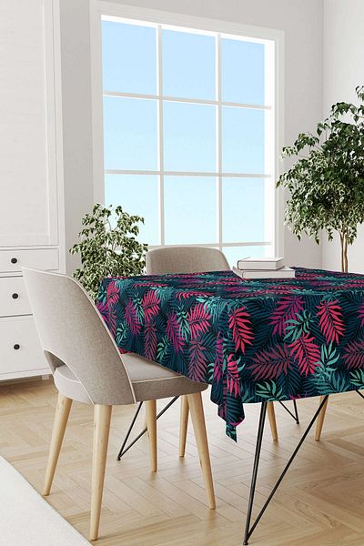 Cango Home Red Pink Floral Digital Printed Tablecloth