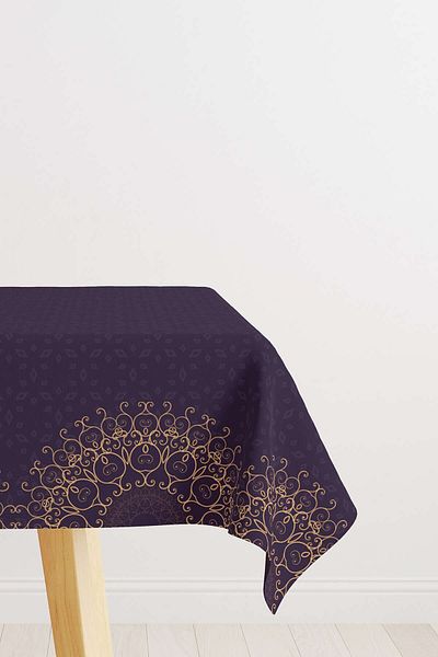 Cango Home Purple Ramadan Themed Motif Patterned Digital Printed Tablecloth Cgh1287-2-ms