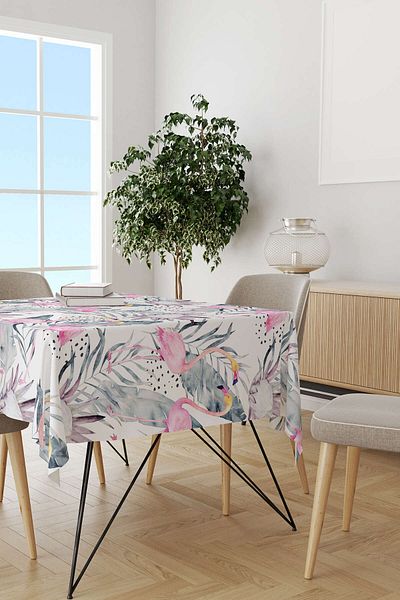 Cango Home Hanorac de birou cu imprimare digitală cu model flamingo tropical alb roz Otyk610-ms