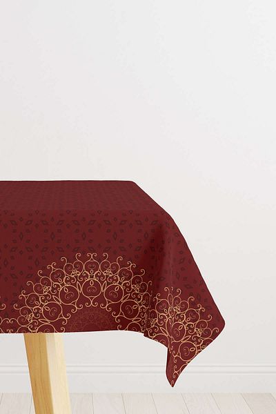 Cango Home Red Claret Red Ramadan Themed Motif Patterned Digital Printed Tablecloth Cgh1286-ms-2