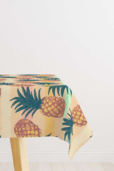 Cango Home Orange Green Pineapple Tablecloth Cgh146-ms